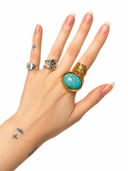Vintage Yves Saint Laurent Arty Ring — Turquoise — Size 6