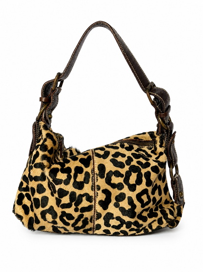 Pony Hair Leopard Print Shoulder Bag