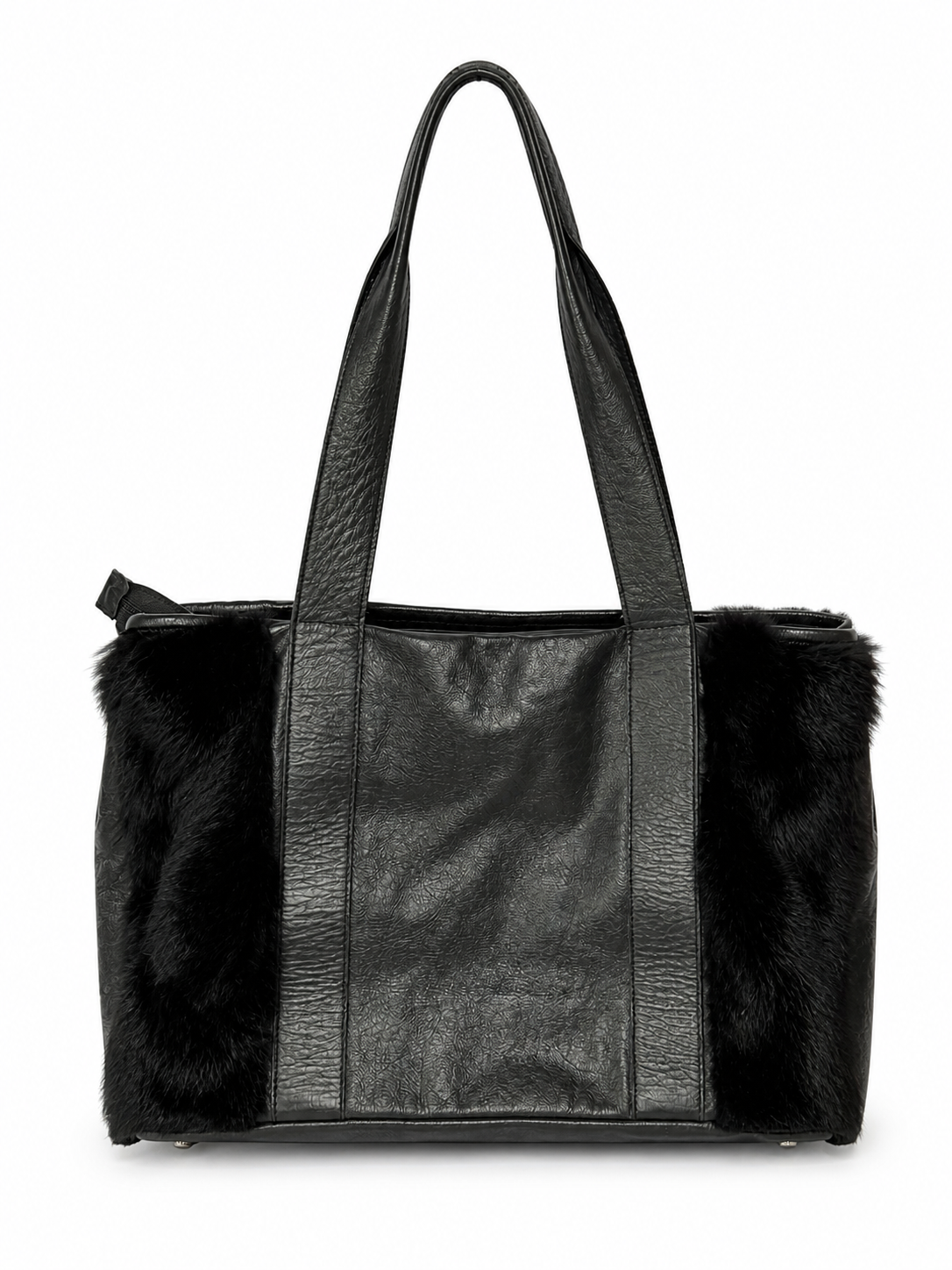 Alchimia Italy Leather & Fur Hobo Tote Bag