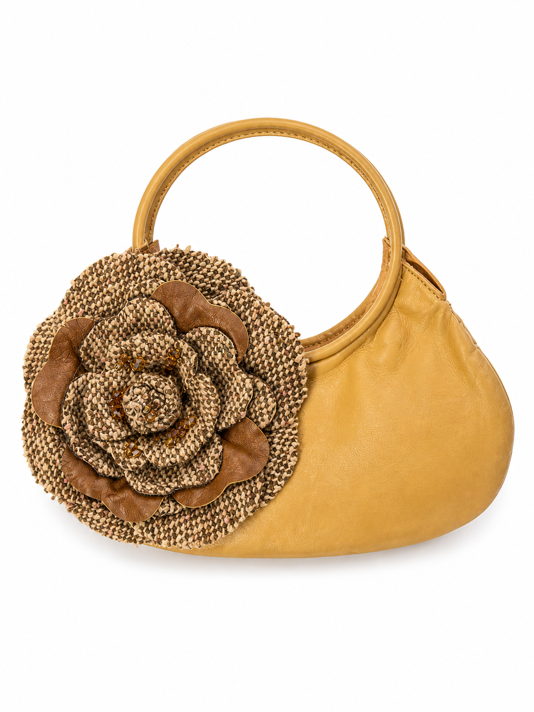 Italian Leather Mini Bag — with Oversized Floral Appliqué