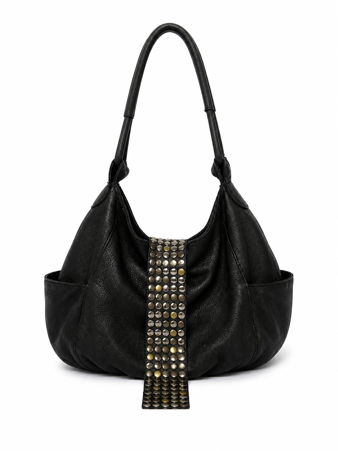 Black Hobo Mix Metal Studded Bag