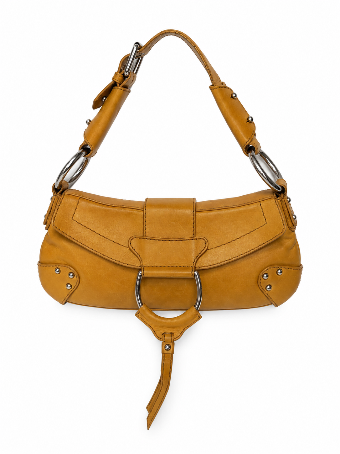 90s Dolce and Gabbana Camel Leather Bag with Oversized O-Ring