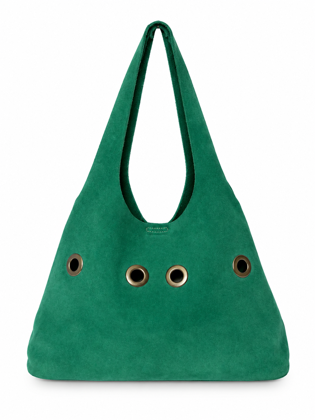 Aqua Suede Hobo Tote Bag with Grommet Detail