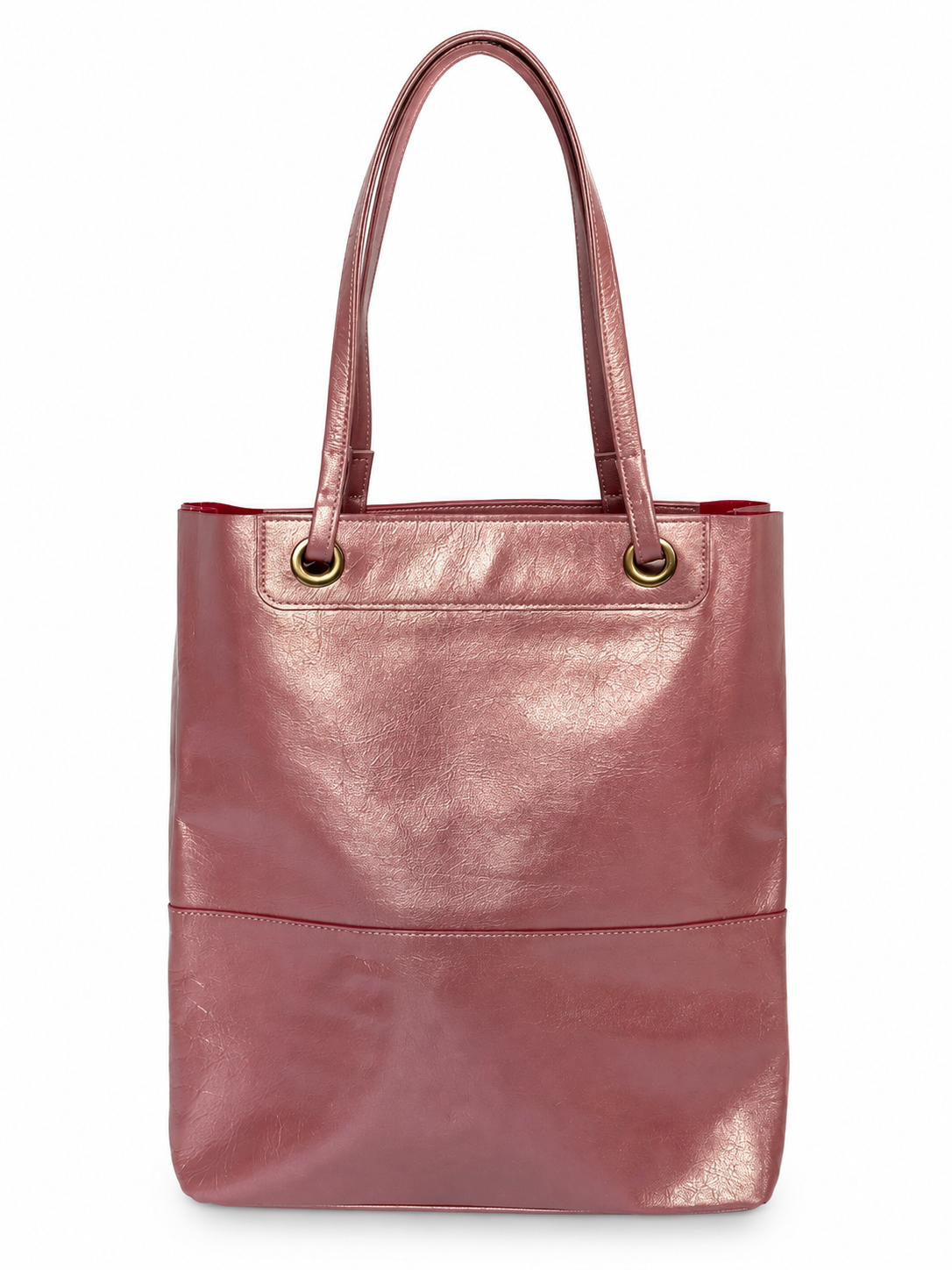 Metallic Pink Leather Mini Tote with Suede Lining
