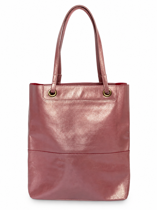 Metallic Pink Leather Mini Tote with Suede Lining