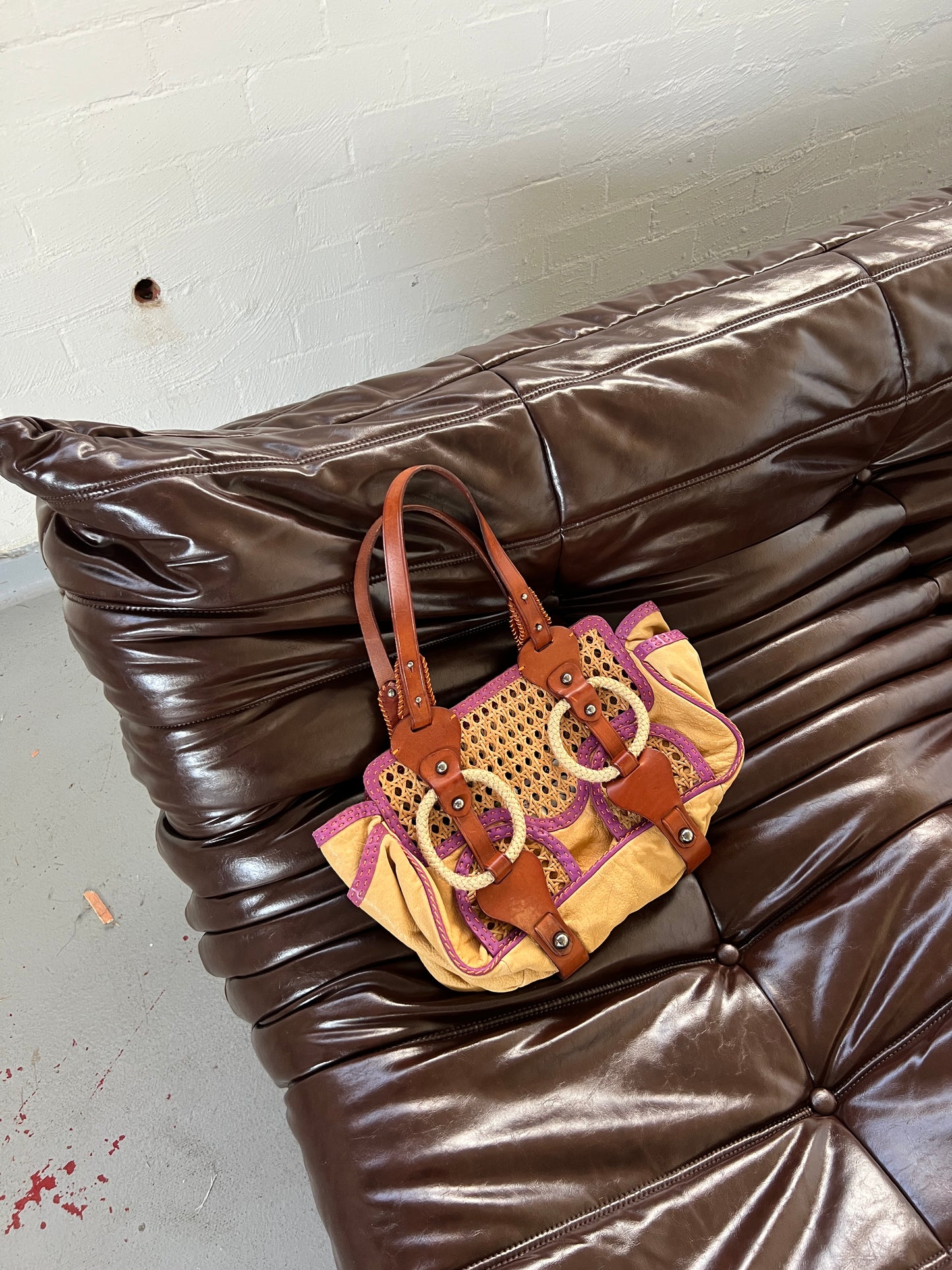 Y2K Wicker/ Leather Bag
