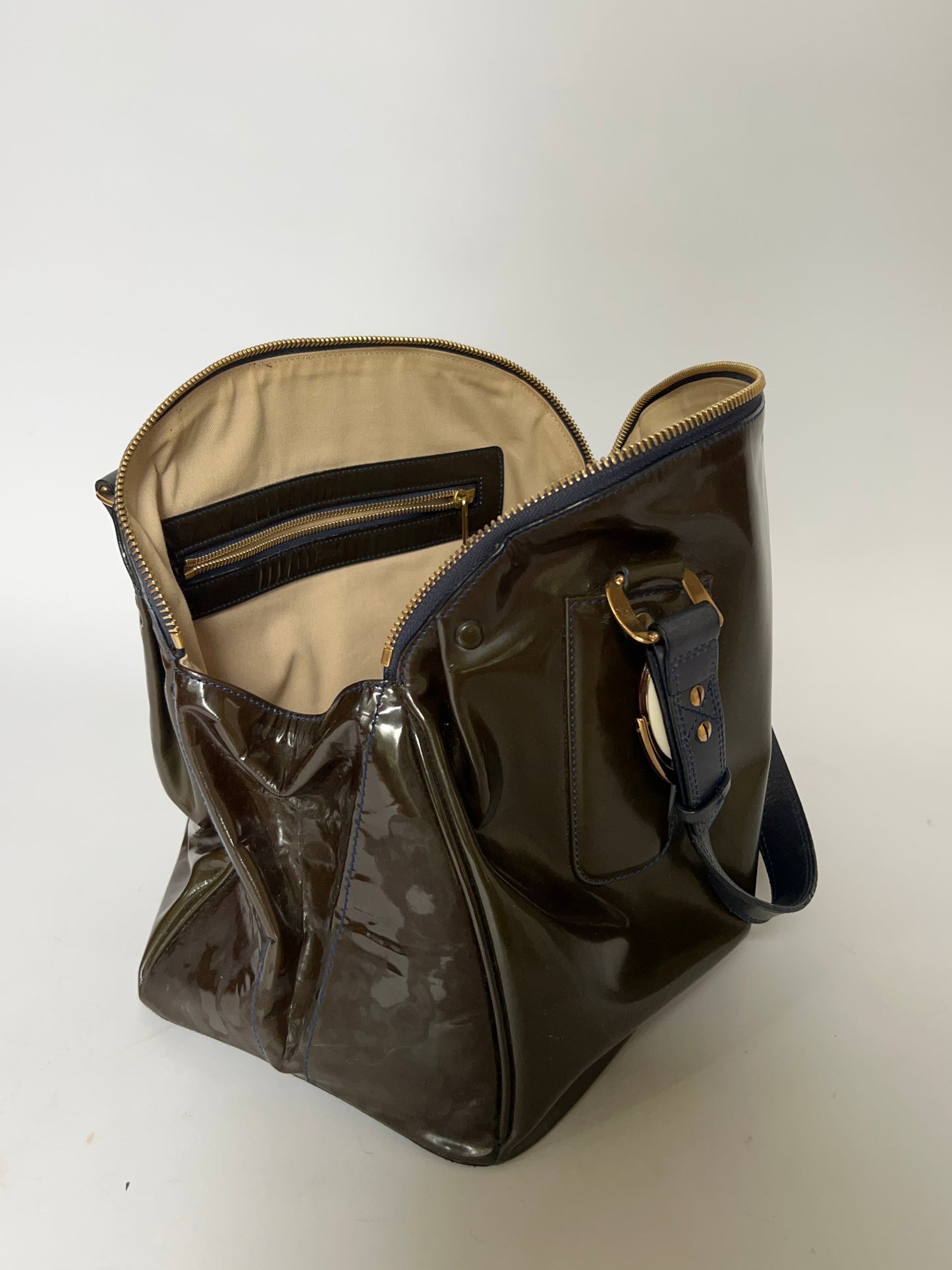 Chloé Patent Leather Gem Hardware Bag – Olive