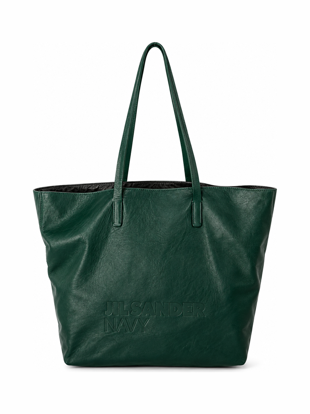 Jil Sander Navy Forest Green Butter Soft Leather Tote Bag