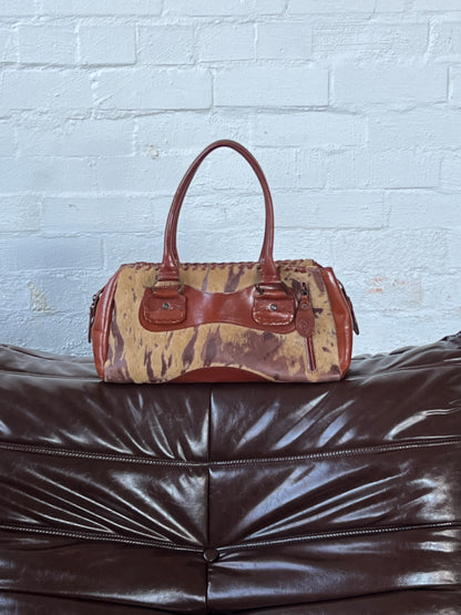 Vintage Tan Leather Pony Hair Bag