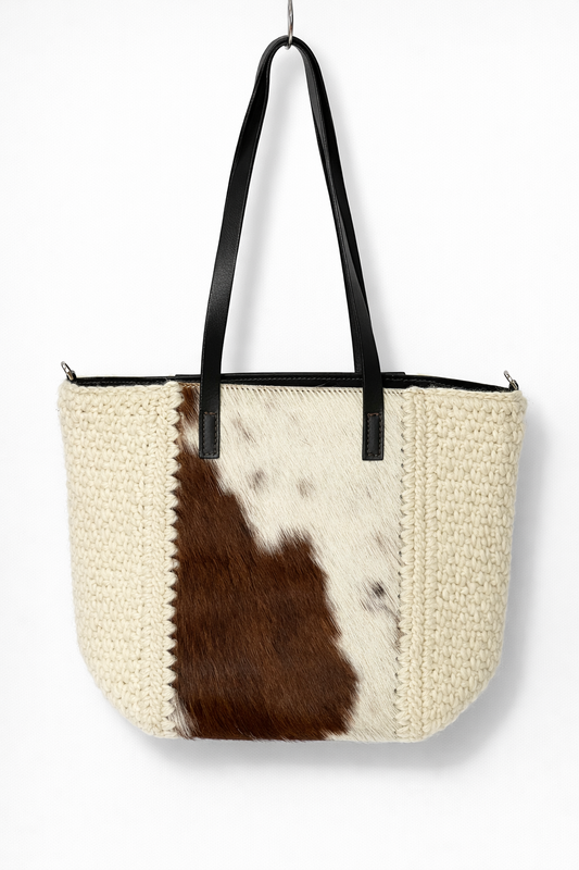 Italian Pony Hair and Crochet Tote