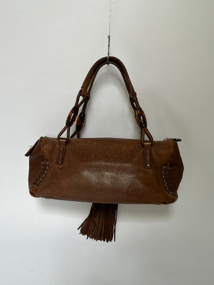 Giorgio Armani Leather Tassel Shoulder Bag with Beaded & Corset Detailing