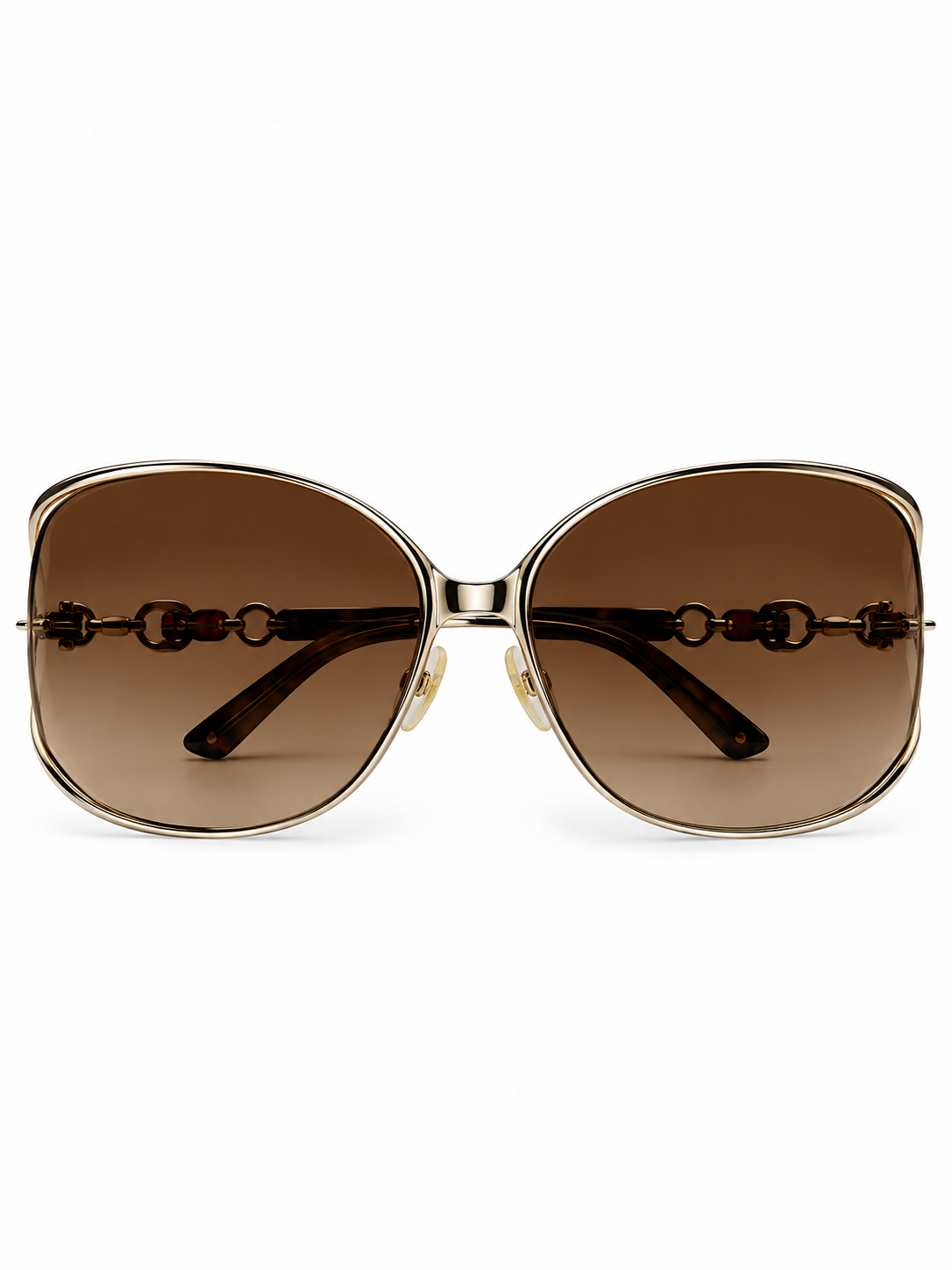 Gucci Bronze Crystal Chain Oversized Sunglasses