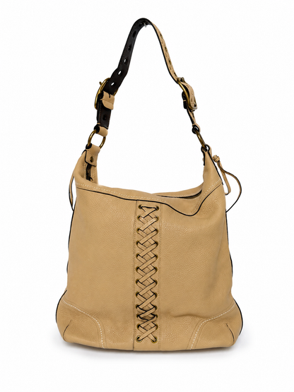 Coach Beige Leather Hobo Bag — Whipstitch Lacing