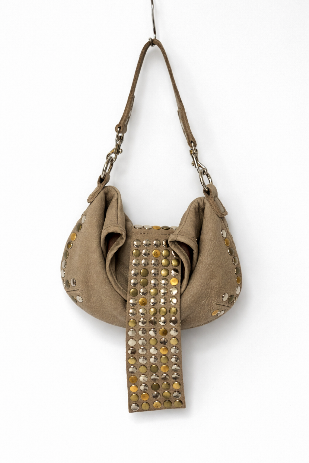 Studded Leather 2Way Pouch Bag