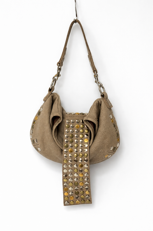 Studded Leather 2Way Pouch Bag