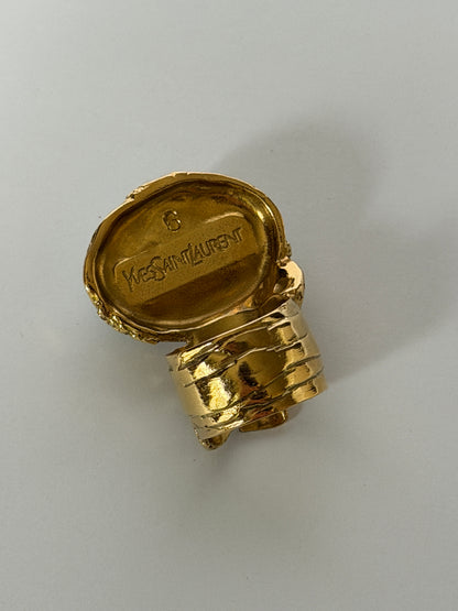Vintage Yves Saint Laurent Arty Ring — Turquoise — Size 6