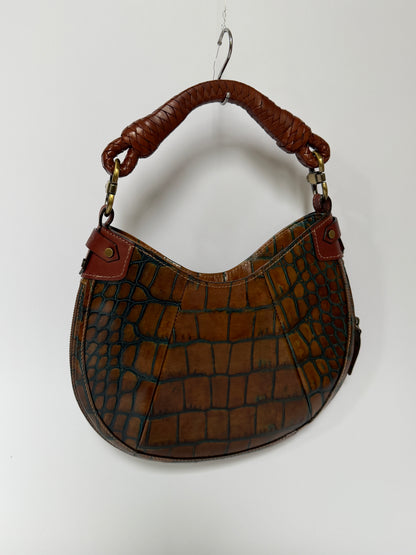 Croc-Embossed Leather Shoulder Bag