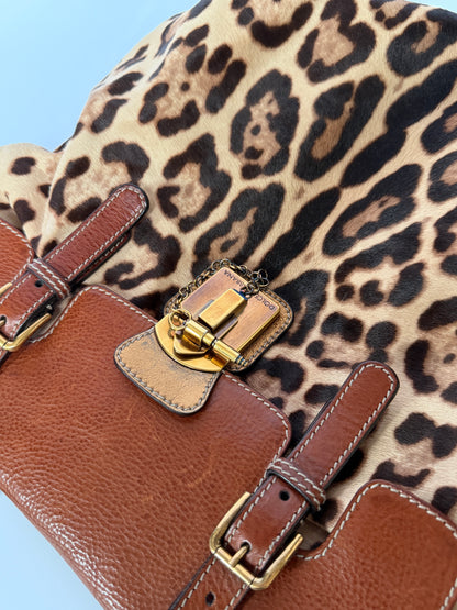 Dolce & Gabbana Miss Privée Leopard Pony Hair Leather Tote Bag