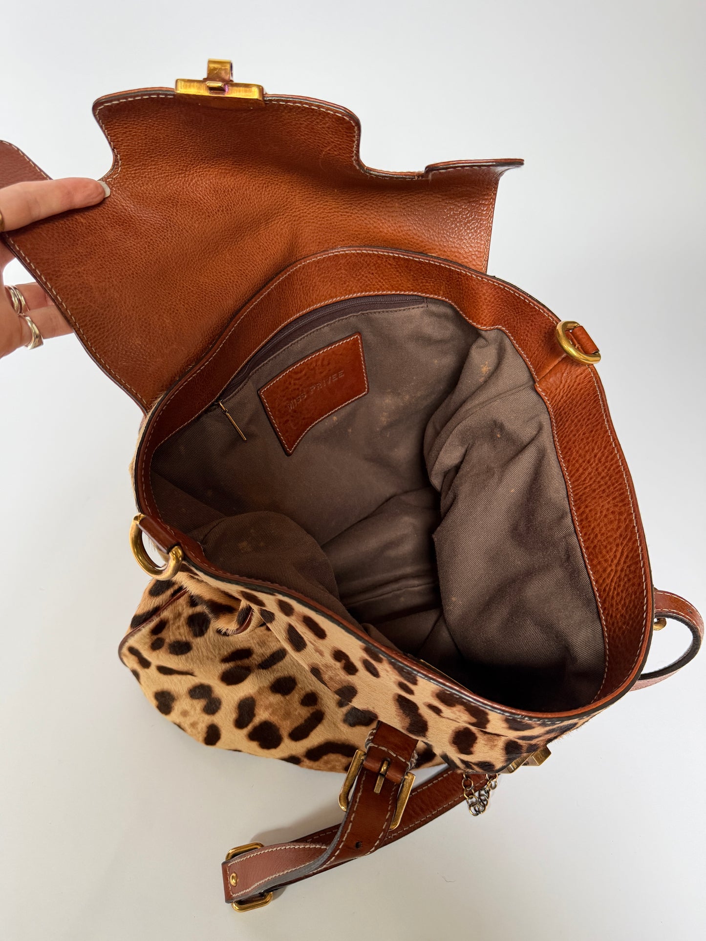 Dolce & Gabbana Miss Privée Leopard Pony Hair Leather Tote Bag