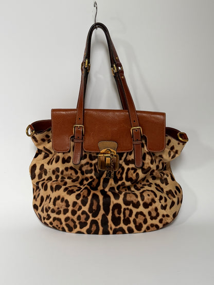 Dolce & Gabbana Miss Privée Leopard Pony Hair Leather Tote Bag