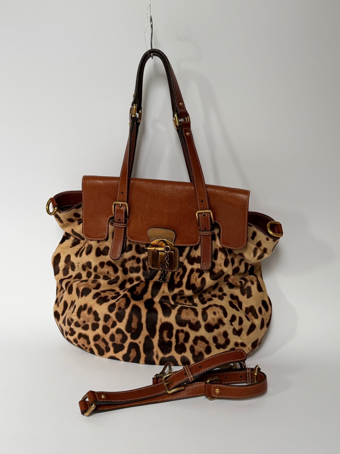 Dolce & Gabbana Miss Privée Leopard Pony Hair Leather Tote Bag
