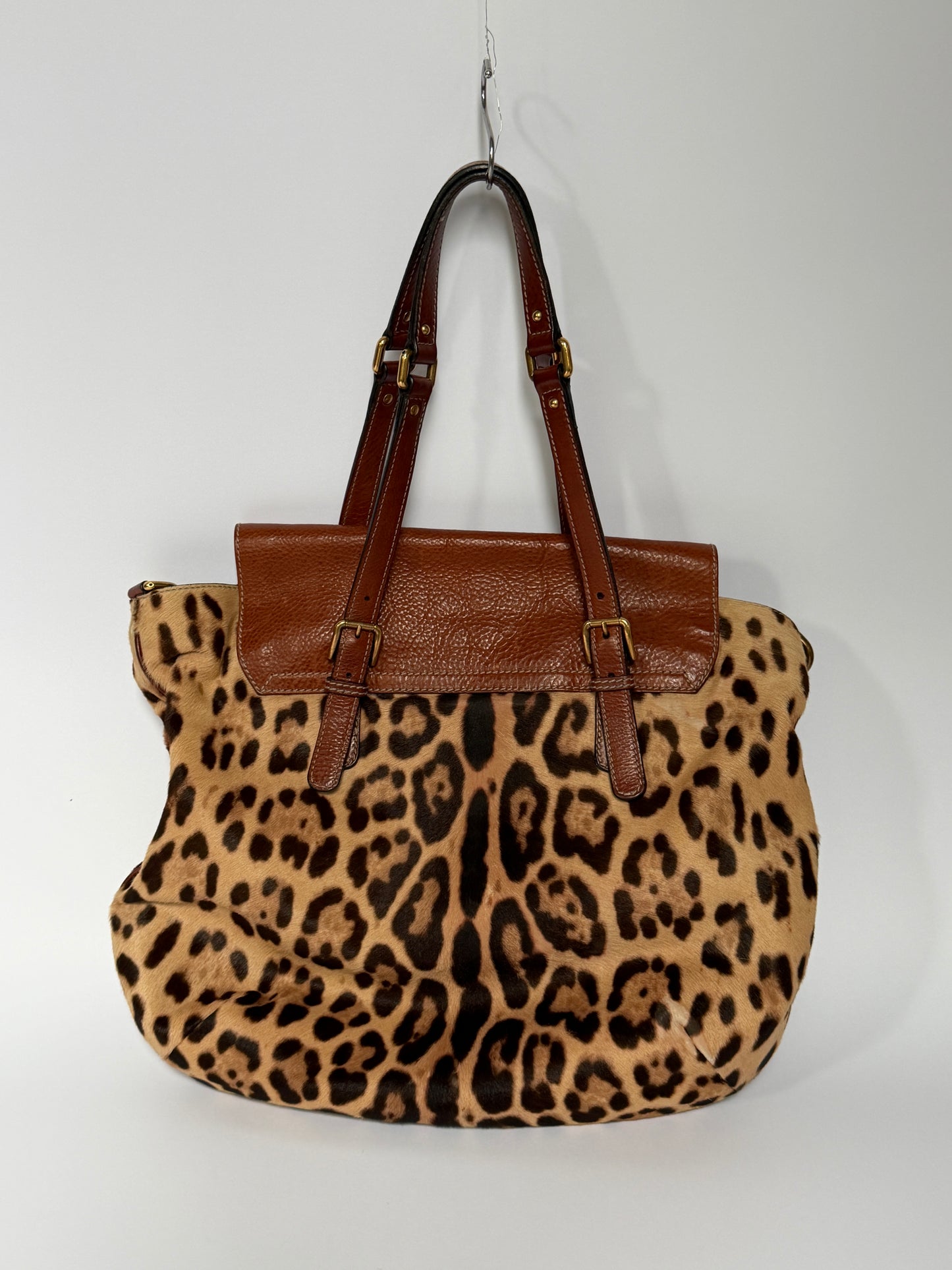 Dolce & Gabbana Miss Privée Leopard Pony Hair Leather Tote Bag