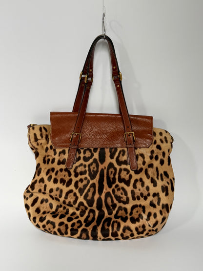 Dolce & Gabbana Miss Privée Leopard Pony Hair Leather Tote Bag