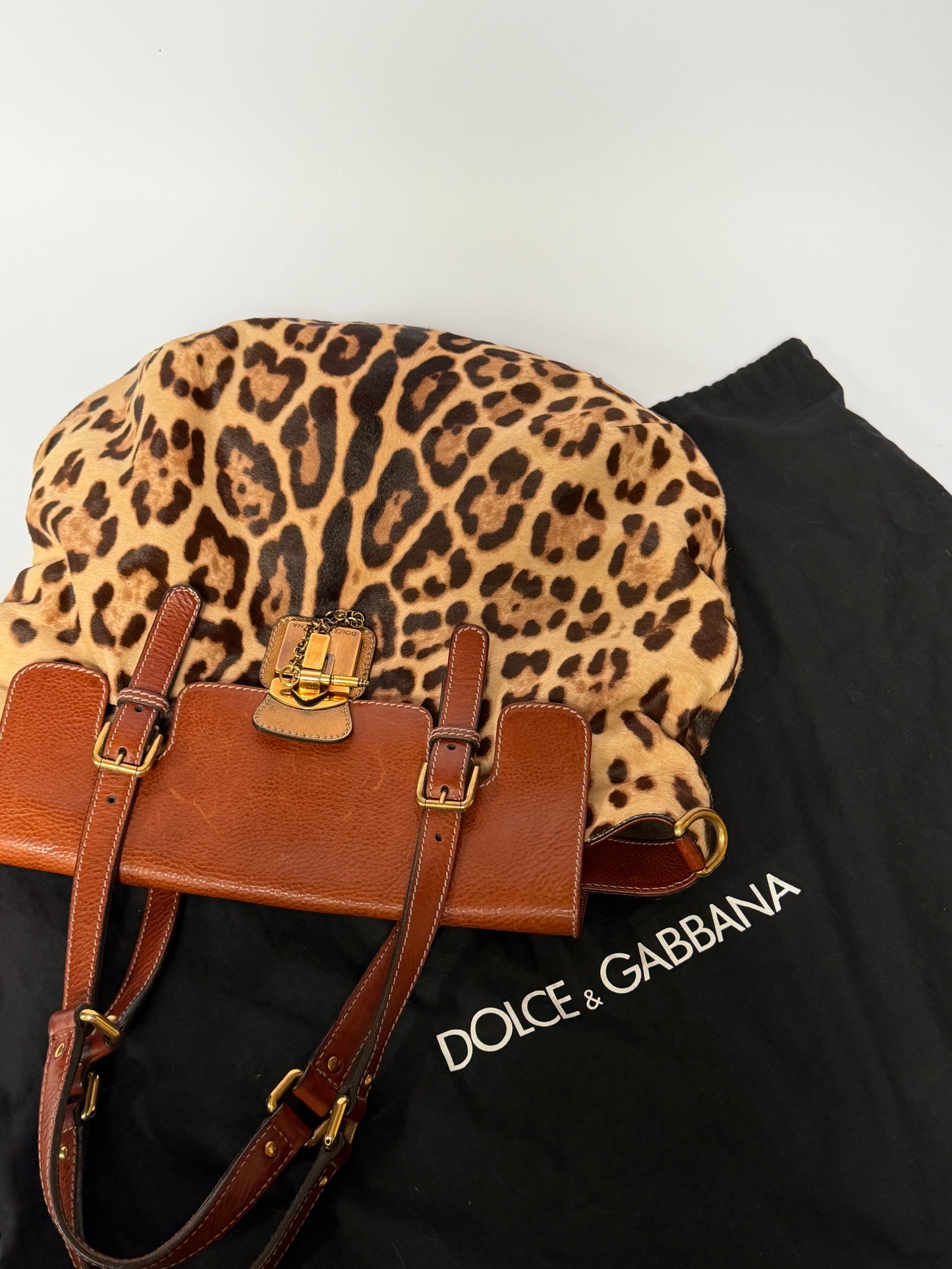 Dolce & Gabbana Miss Privée Leopard Pony Hair Leather Tote Bag