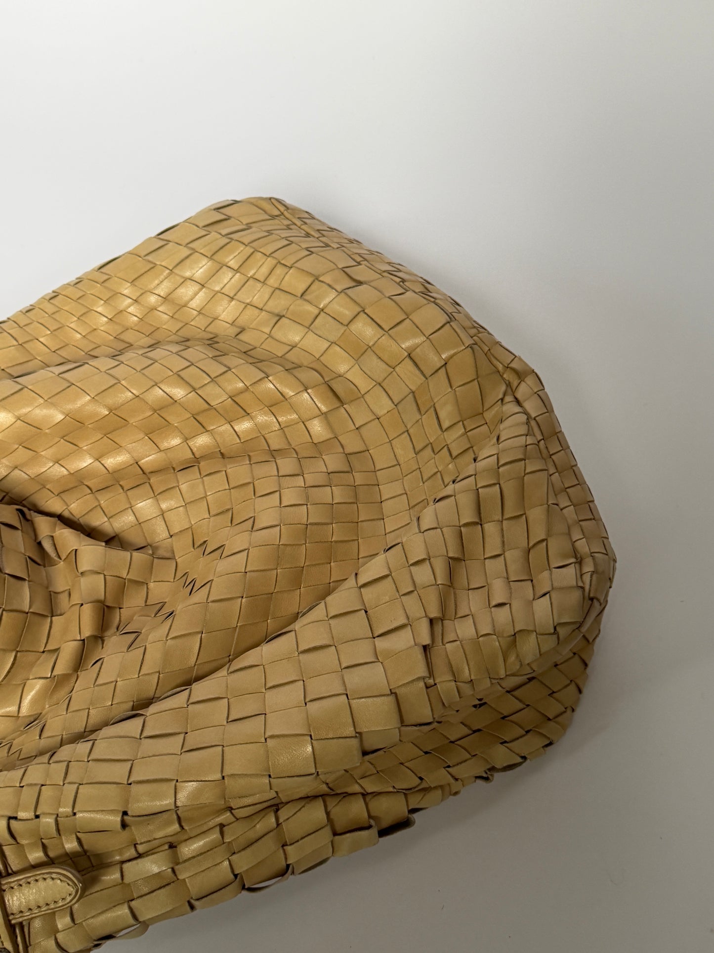 Epoca Woven Leather Hobo Bag in Sand Beige