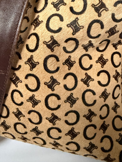 Rare Vintage Céline Pony Hair Madame Boston Bag Large