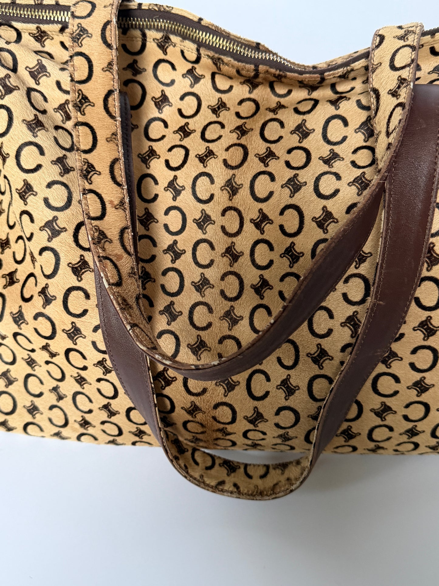 Rare Vintage Céline Pony Hair Madame Boston Bag Large