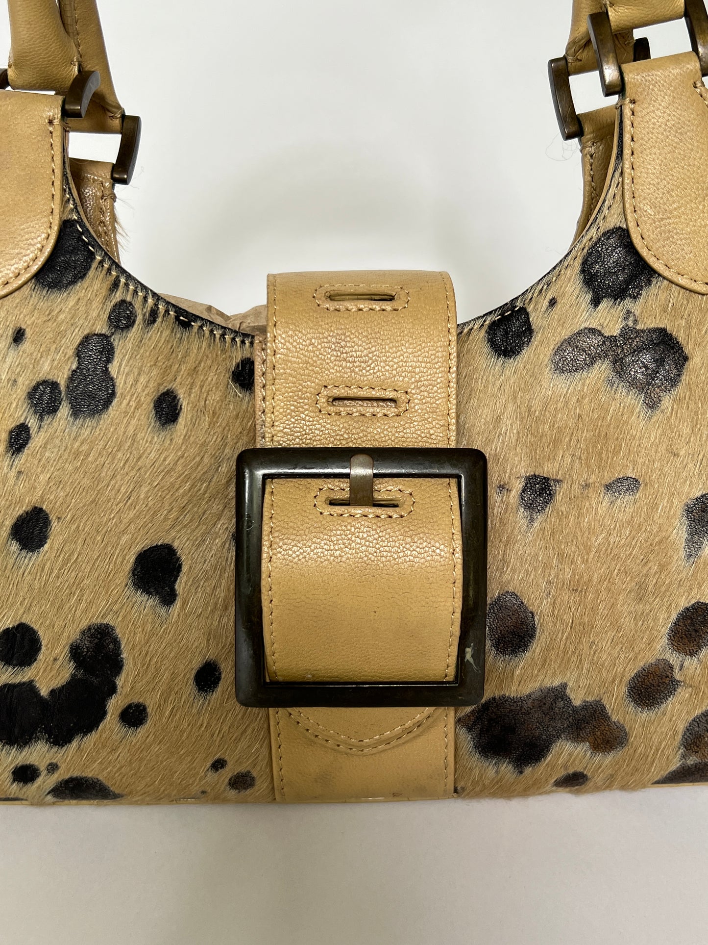 Camel Pony Hair Shoulder Bag