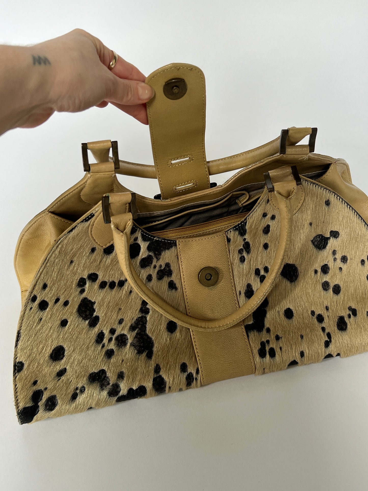 Camel Pony Hair Shoulder Bag