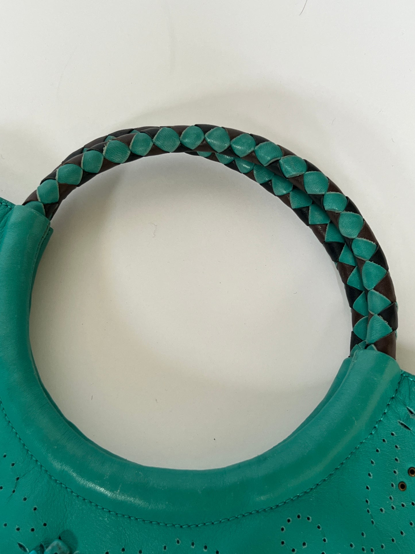 Aqua Leather Bag with Gems