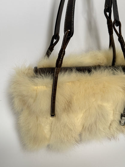 Vintage Ginza Kanematsu (Japan) Fox Fur Leather Bag
