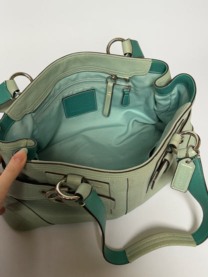 Vintage Coach Hamptons Mint Green Leather Shoulder Bag