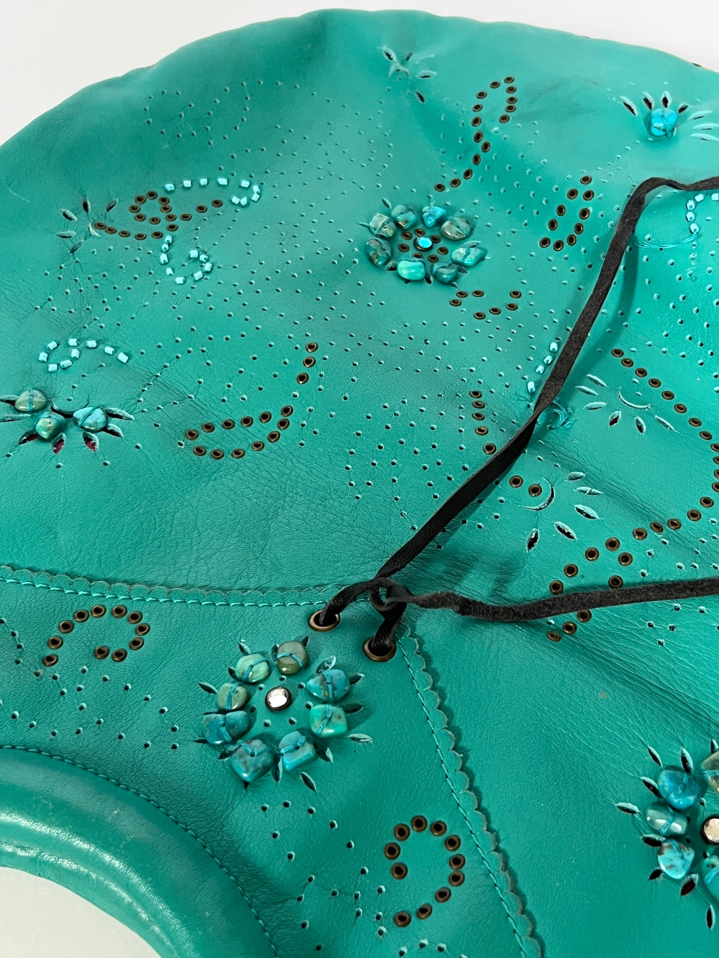 Aqua Leather Bag with Gems