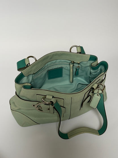 Vintage Coach Hamptons Mint Green Leather Shoulder Bag