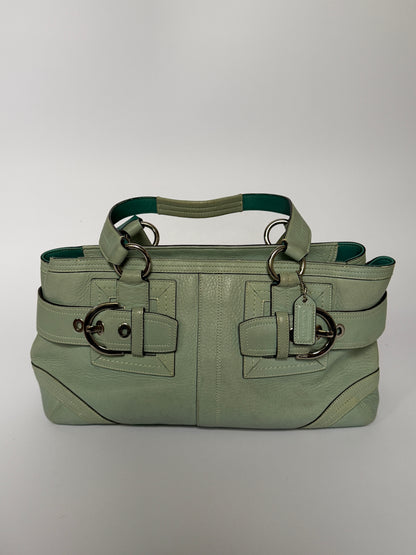 Vintage Coach Hamptons Mint Green Leather Shoulder Bag
