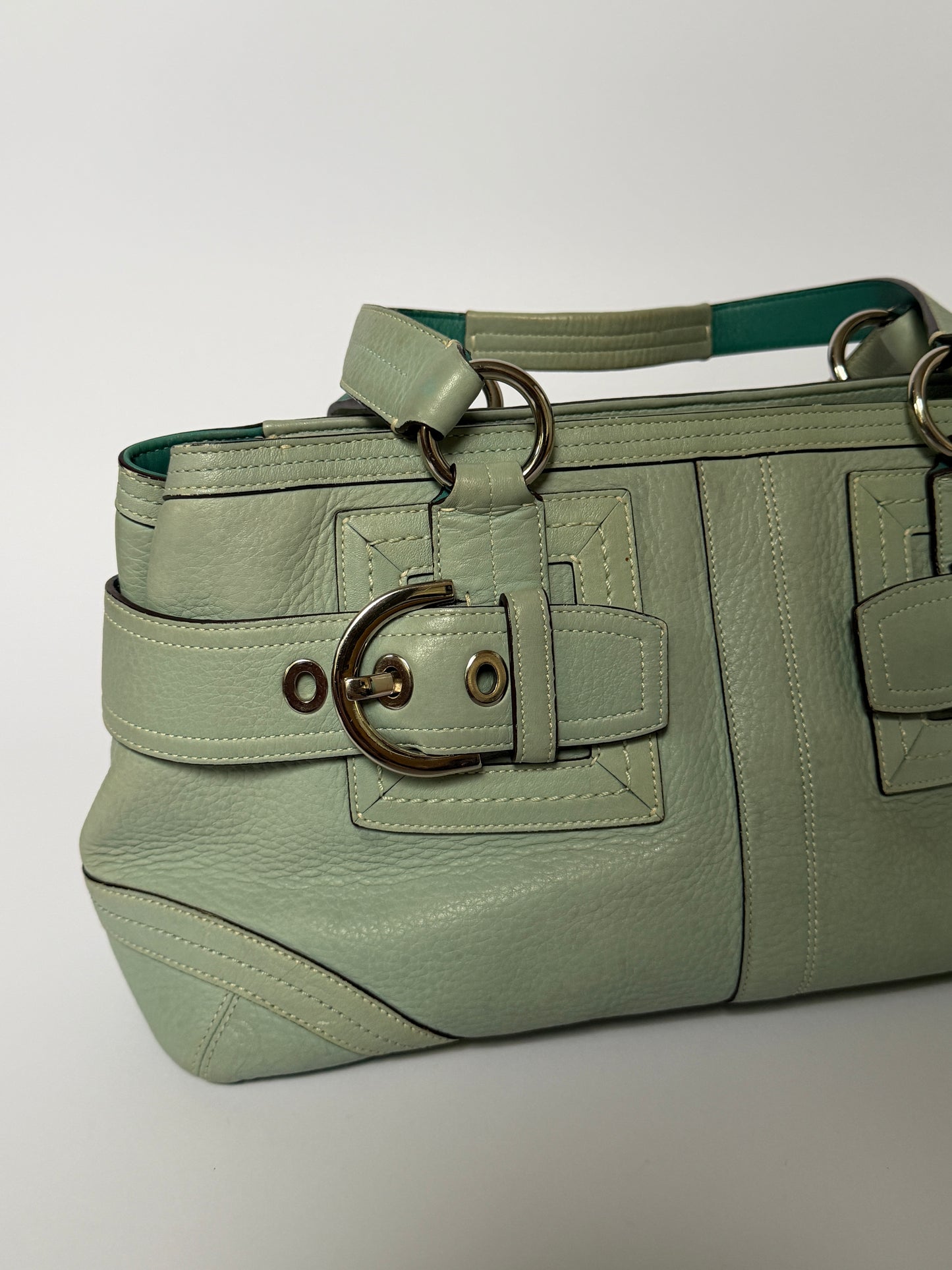 Vintage Coach Hamptons Mint Green Leather Shoulder Bag