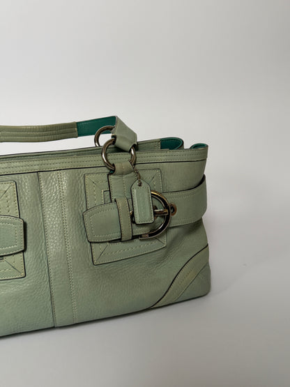 Vintage Coach Hamptons Mint Green Leather Shoulder Bag