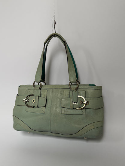 Vintage Coach Hamptons Mint Green Leather Shoulder Bag
