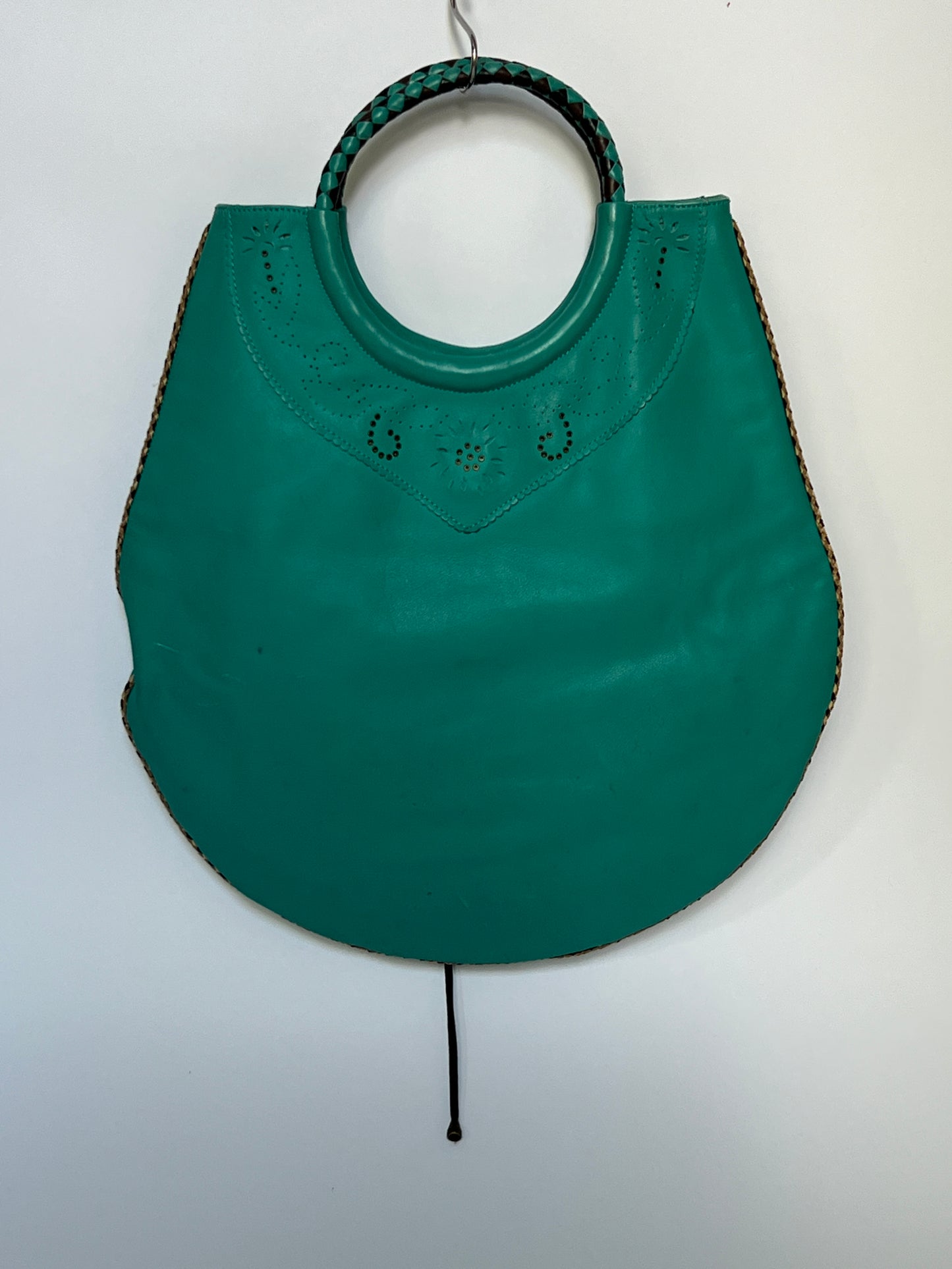 Aqua Leather Bag with Gems