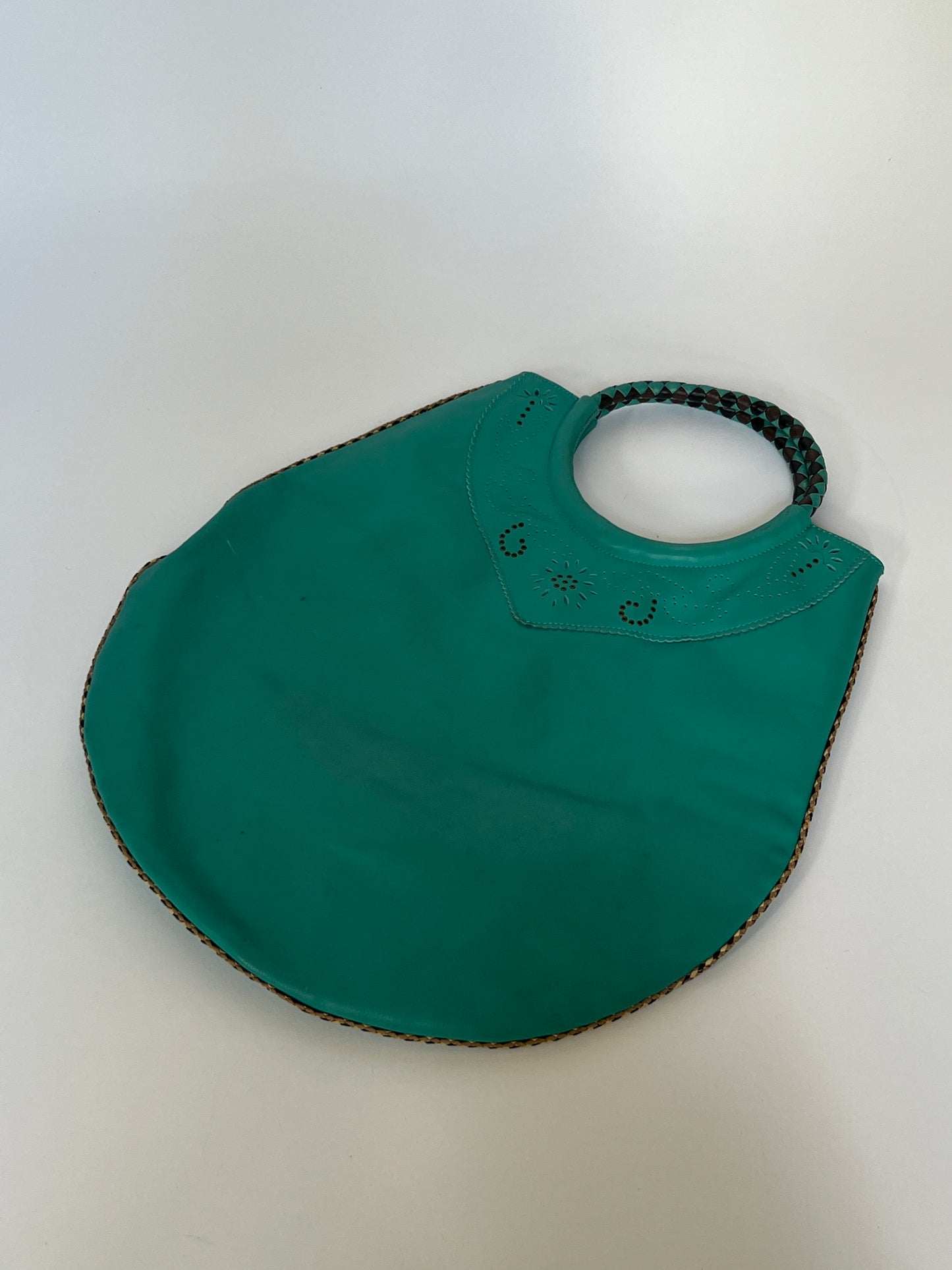 Aqua Leather Bag with Gems