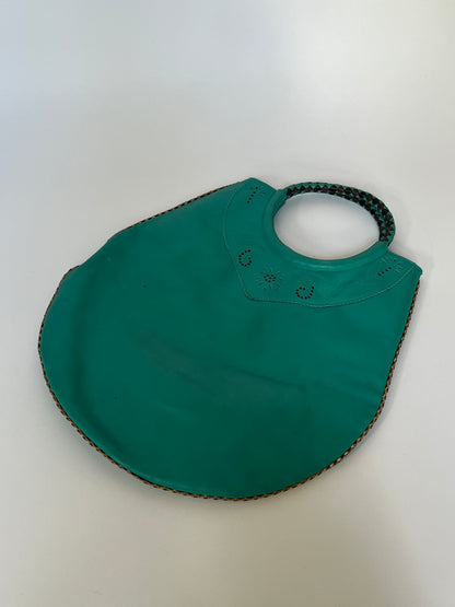 Aqua Leather Bag with Gems