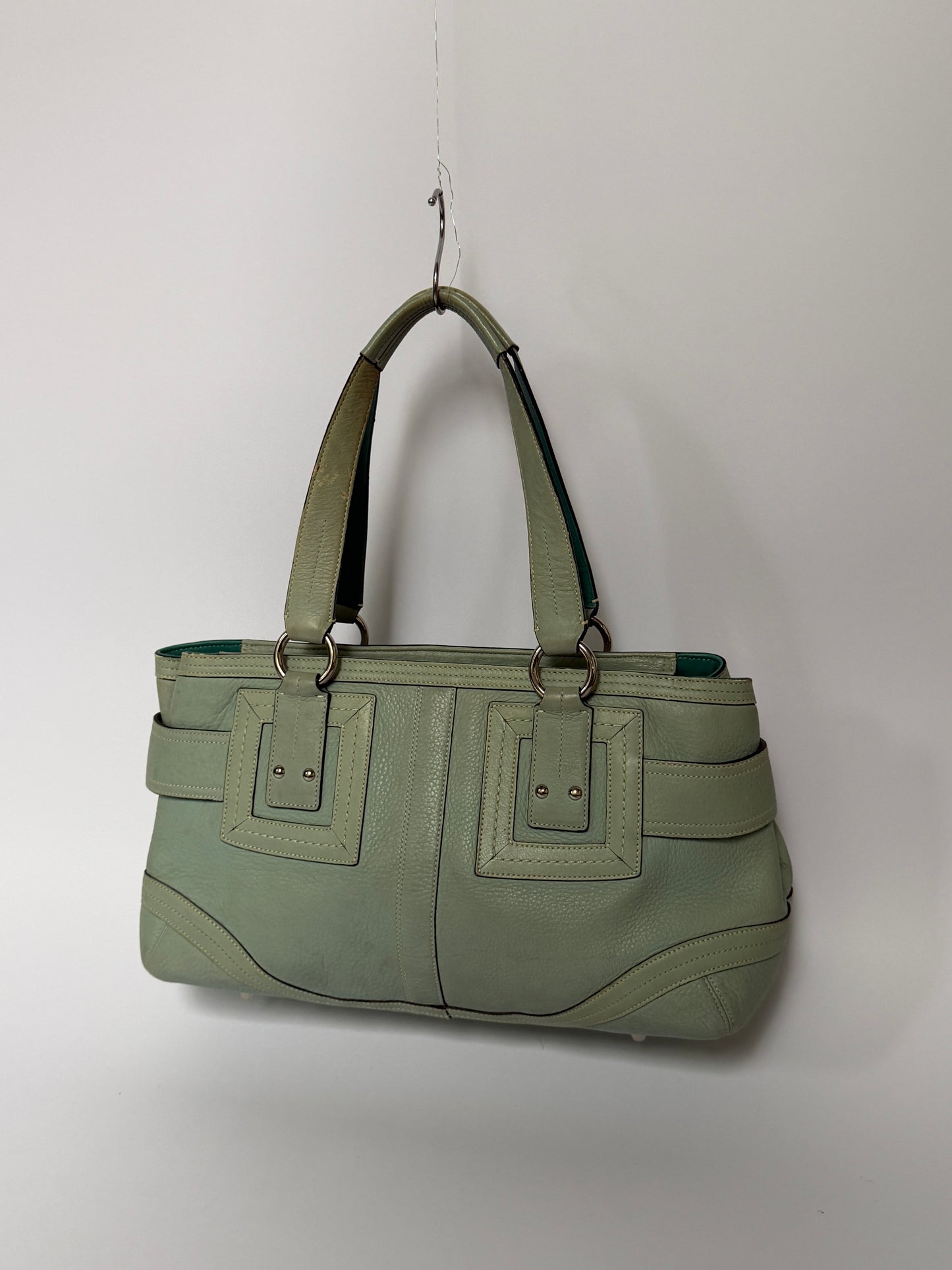 Vintage Coach Hamptons Mint Green Leather Shoulder Bag