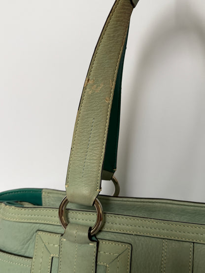 Vintage Coach Hamptons Mint Green Leather Shoulder Bag