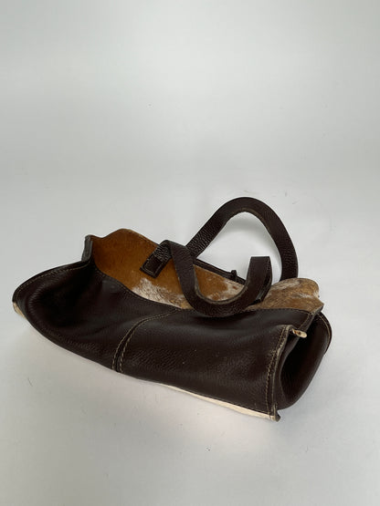 Distressed Cowhide Bag with Brown Leather
