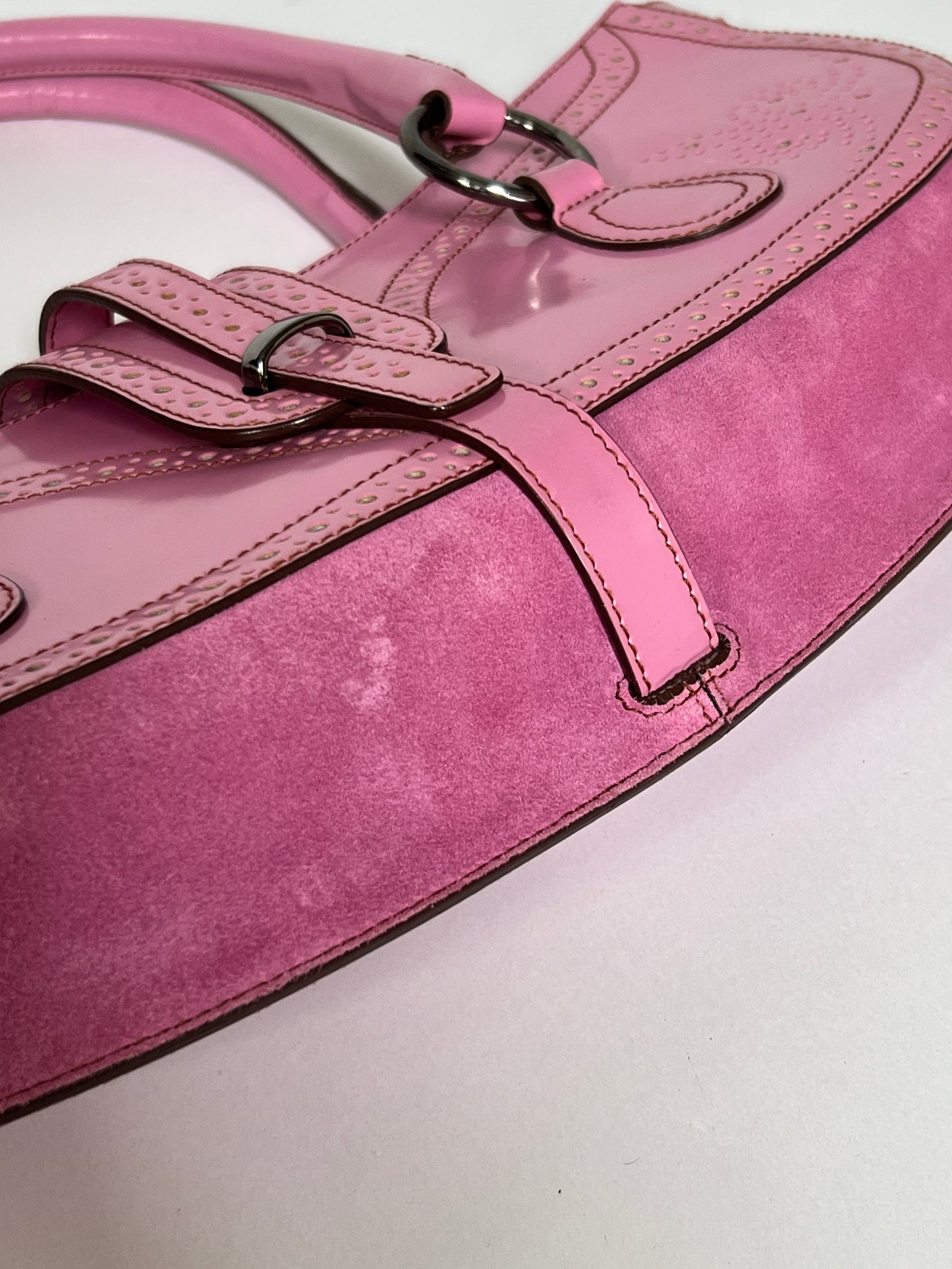 Y2K Pink Leather and Suede Bag
