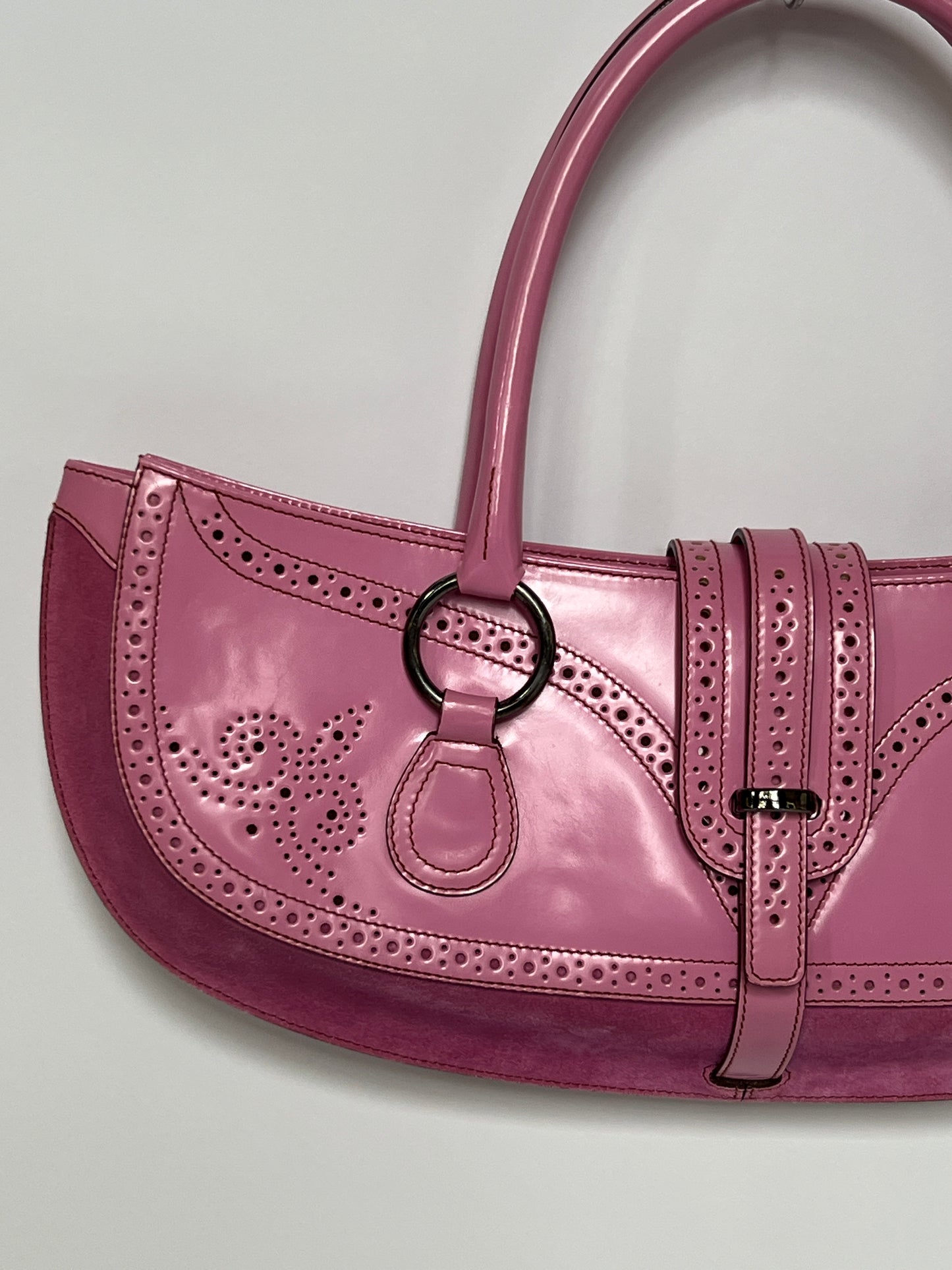 Y2K Pink Leather and Suede Bag